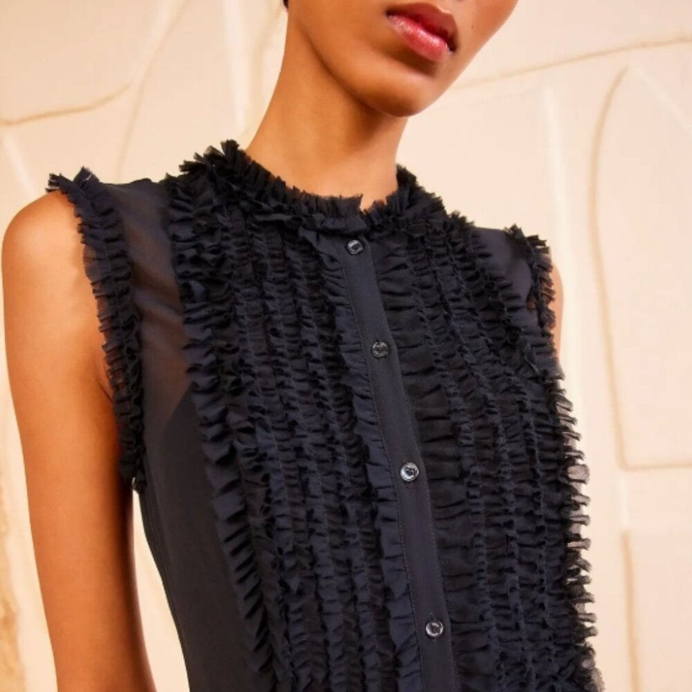 NWOT ULLA JOHNSON Silk Claudine Midi Dress in Noir XS $850 - Picture 2 of 9